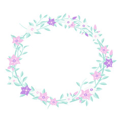 pink pastel floral frame isolated on transparency background