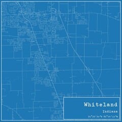 Blueprint US city map of Whiteland, Indiana.