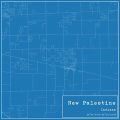 Blueprint US city map of New Palestine, Indiana.
