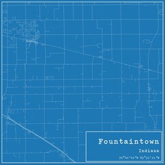Blueprint US city map of Fountaintown, Indiana.