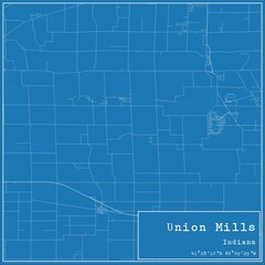 Blueprint US city map of Union Mills, Indiana.