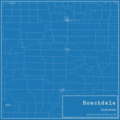Blueprint US city map of Roachdale, Indiana.