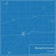 Blueprint US city map of Knightstown, Indiana.