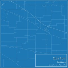 Blueprint US city map of Lizton, Indiana.