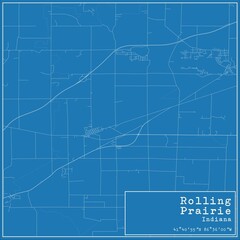 Blueprint US city map of Rolling Prairie, Indiana.