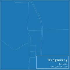 Blueprint US city map of Kingsbury, Indiana.