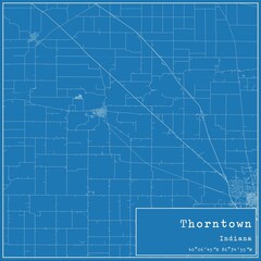 Blueprint US city map of Thorntown, Indiana.