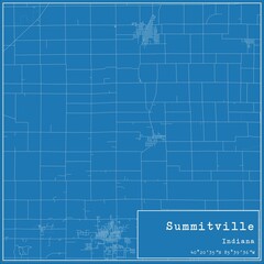 Blueprint US city map of Summitville, Indiana.