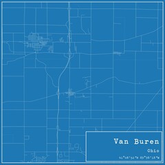 Blueprint US city map of Van Buren, Ohio.