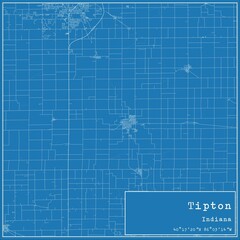 Blueprint US city map of Tipton, Indiana.