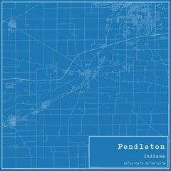 Blueprint US city map of Pendleton, Indiana.