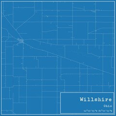 Blueprint US city map of Willshire, Ohio.