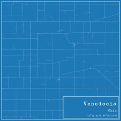 Blueprint US city map of Venedocia, Ohio.
