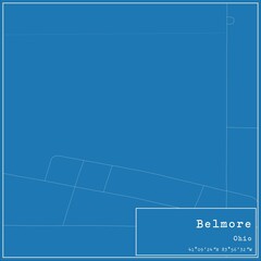 Blueprint US city map of Belmore, Ohio.