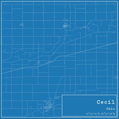 Blueprint US city map of Cecil, Ohio.