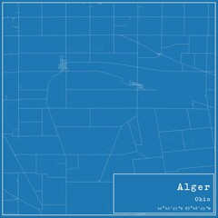 Blueprint US city map of Alger, Ohio.