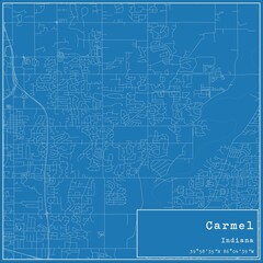 Blueprint US city map of Carmel, Indiana.