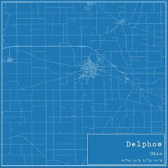 Blueprint US city map of Delphos, Ohio. - obrazy, fototapety, plakaty