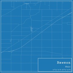 Blueprint US city map of Rawson, Ohio.
