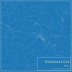 Blueprint US city map of Nelsonville, Ohio.