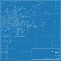 Blueprint US city map of Lima, Ohio. - obrazy, fototapety, plakaty