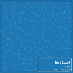 Blueprint US city map of Rutland, Ohio.