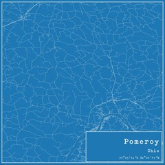 Blueprint US city map of Pomeroy, Ohio.
