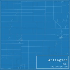 Blueprint US city map of Arlington, Ohio.