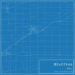 Fotobehang Blueprint US city map of Bluffton, Ohio. © Rezona