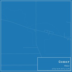 Blueprint US city map of Gomer, Ohio.