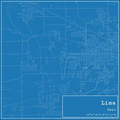 Obraz premium Blueprint US city map of Lima, Ohio.
