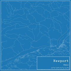 Blueprint US city map of Newport, Ohio.