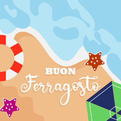 Buon Ferragosto Italian Festival Background, Happy summer holiday in Italy.