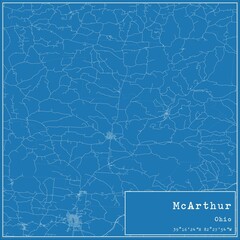 Blueprint US city map of McArthur, Ohio. - obrazy, fototapety, plakaty