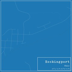 Blueprint US city map of Hockingport, Ohio.