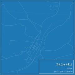 Fototapeta premium Blueprint US city map of Zaleski, Ohio.