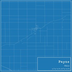 Blueprint US city map of Payne, Ohio.