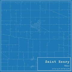 Obraz premium Blueprint US city map of Saint Henry, Ohio.