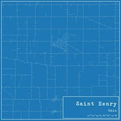 Fotobehang Blueprint US city map of Saint Henry, Ohio. © Rezona