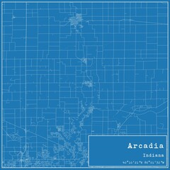 Blueprint US city map of Arcadia, Indiana.