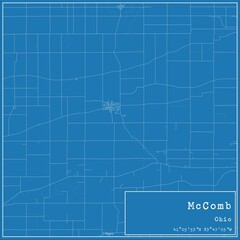 Blueprint US city map of McComb, Ohio.