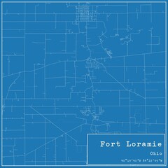 Blueprint US city map of Fort Loramie, Ohio.