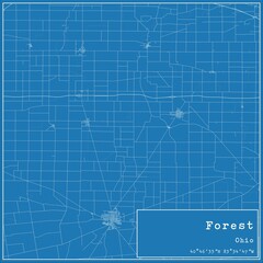 Fototapeta premium Blueprint US city map of Forest, Ohio.