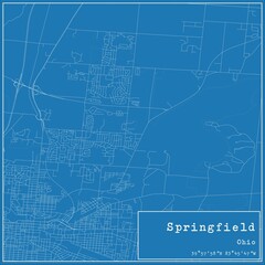 Obraz premium Blueprint US city map of Springfield, Ohio.