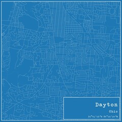 Blueprint US city map of Dayton, Ohio.