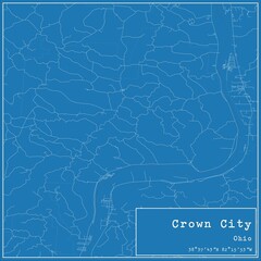 Blueprint US city map of Crown City, Ohio.