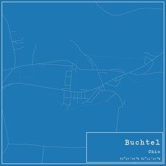 Fototapeta premium Blueprint US city map of Buchtel, Ohio.