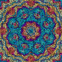 Vector seamless mosaic art pattern. Art background. Mandala image