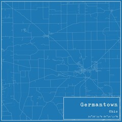 Blueprint US city map of Germantown, Ohio.