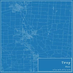 Fotobehang Blueprint US city map of Troy, Ohio. © Rezona